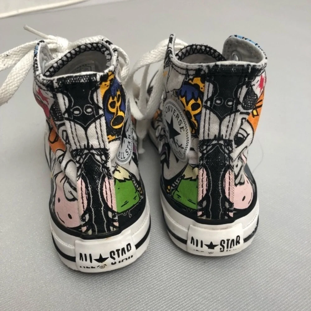 Converse white multicolor cartoon print unisex high top sneakers
